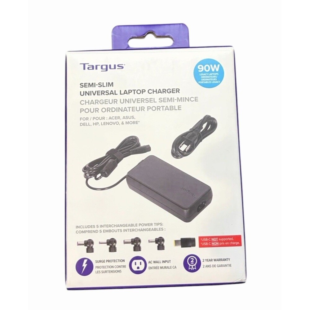 Targus APA9OUS-92BL 90W Semi-Slim Universal Legacy Laptop Charger